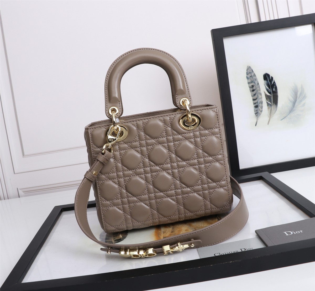 Small Lady Dior My ABCDior Bag Khaki Cannage Lambskin